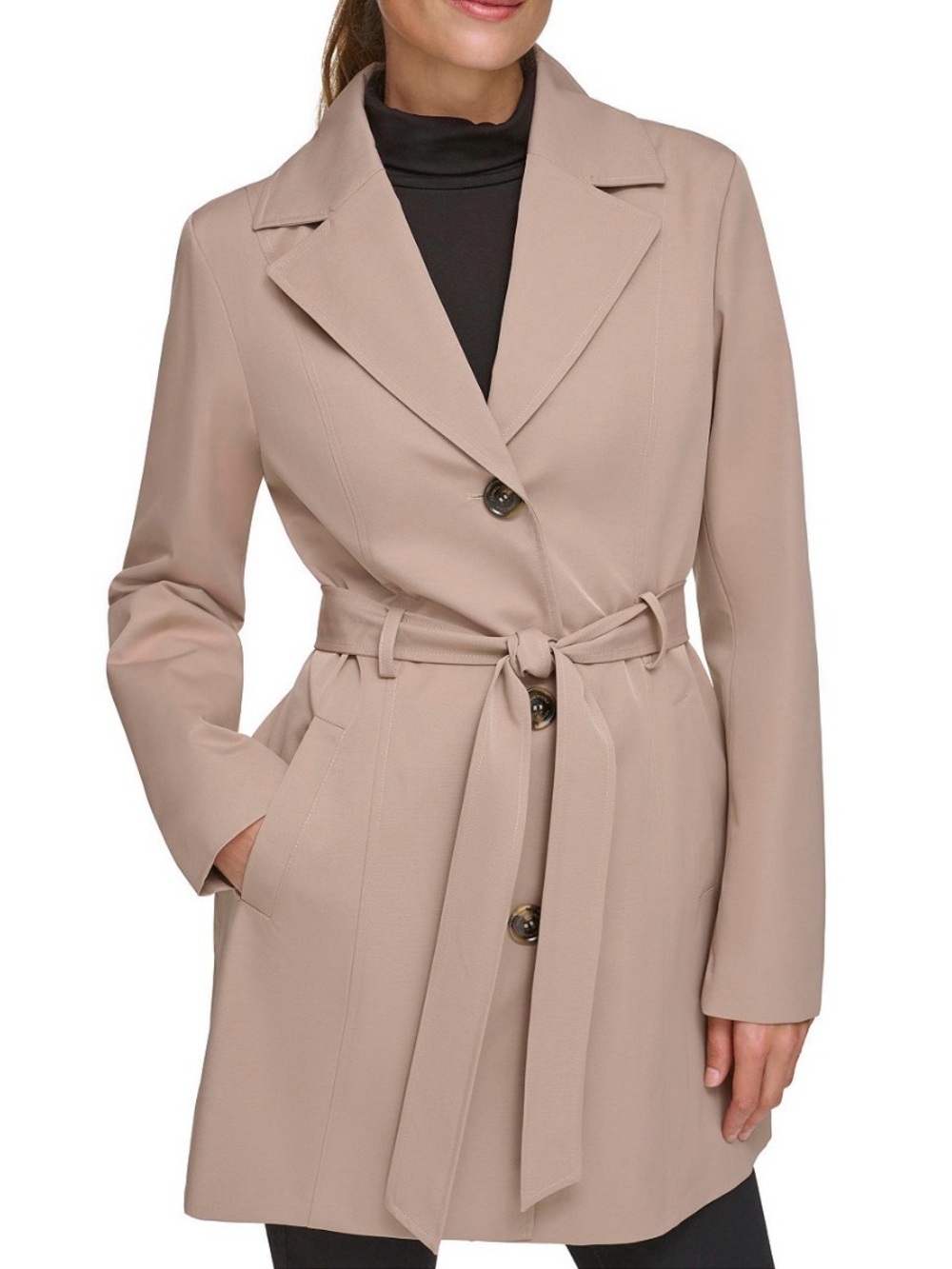 Kenneth Cole Beige Belted Trench Coat